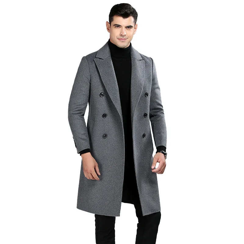 New Arrival Men's Coats Fashion Blazer Outfit Double Faced Long Wool Trench Coat