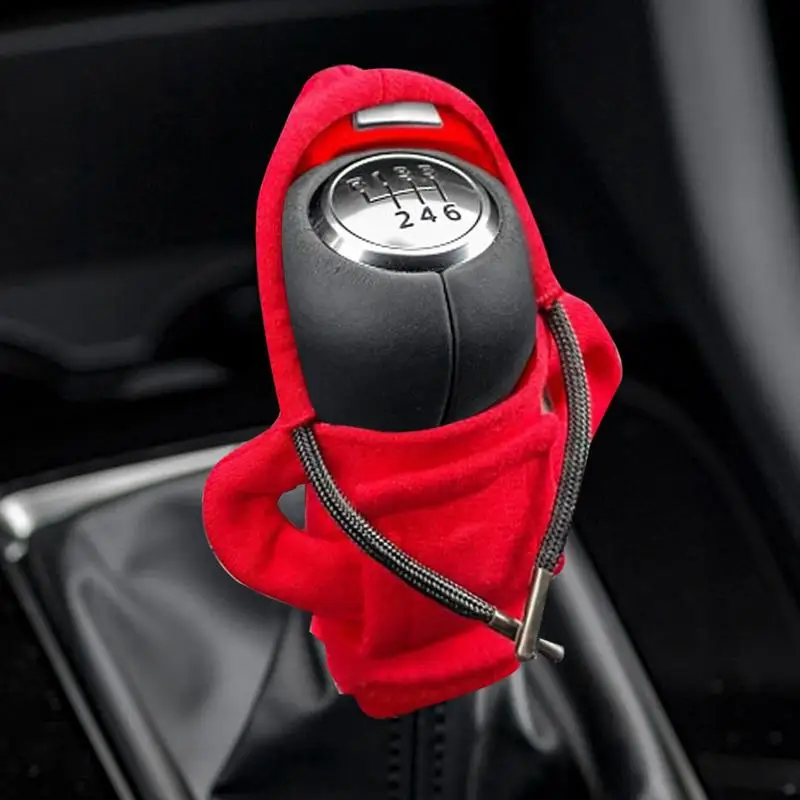 Car Gear Handle Cover Shift Knob Hoodie Sweatshirt Universal Handbrake Cover Shifter Knob Hoodie Cover Car Interior Accessories