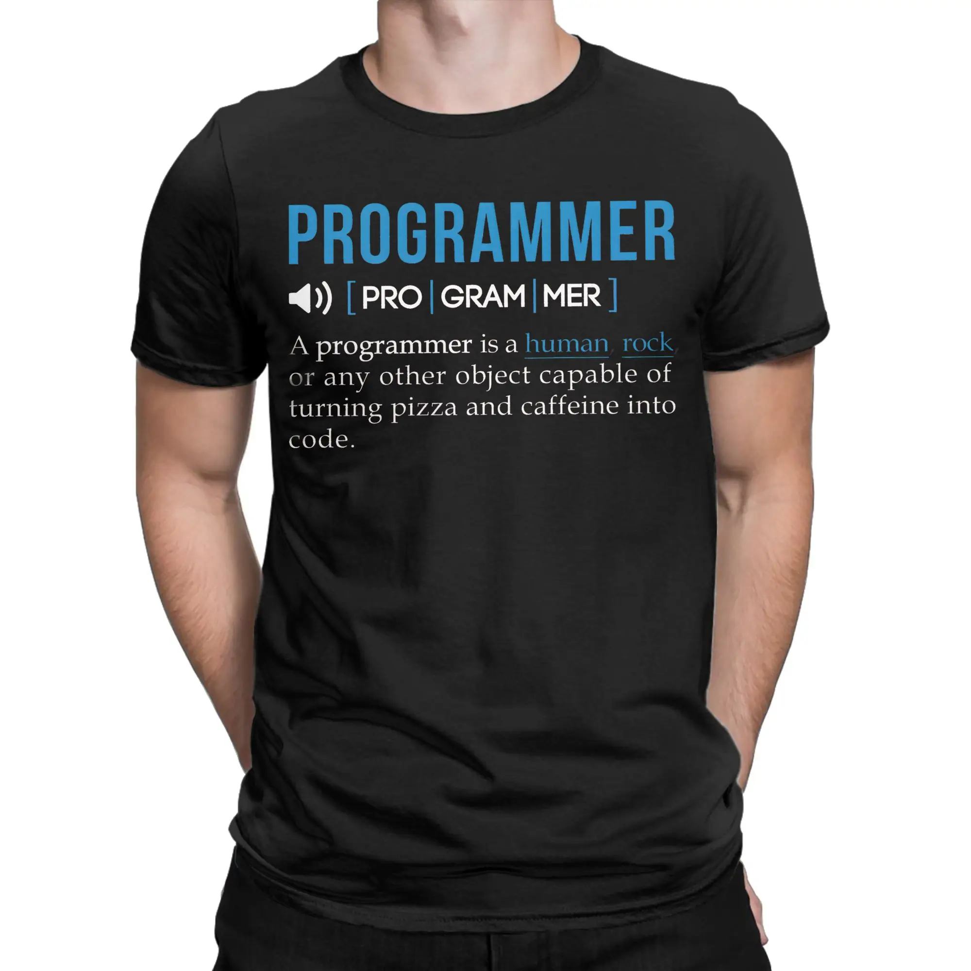 Programmer Meaning Programming T Shirts Men Pure Cotton Humorous T-Shirts Crewneck  Tee Shirt Short Sleeve Clothes Graphic