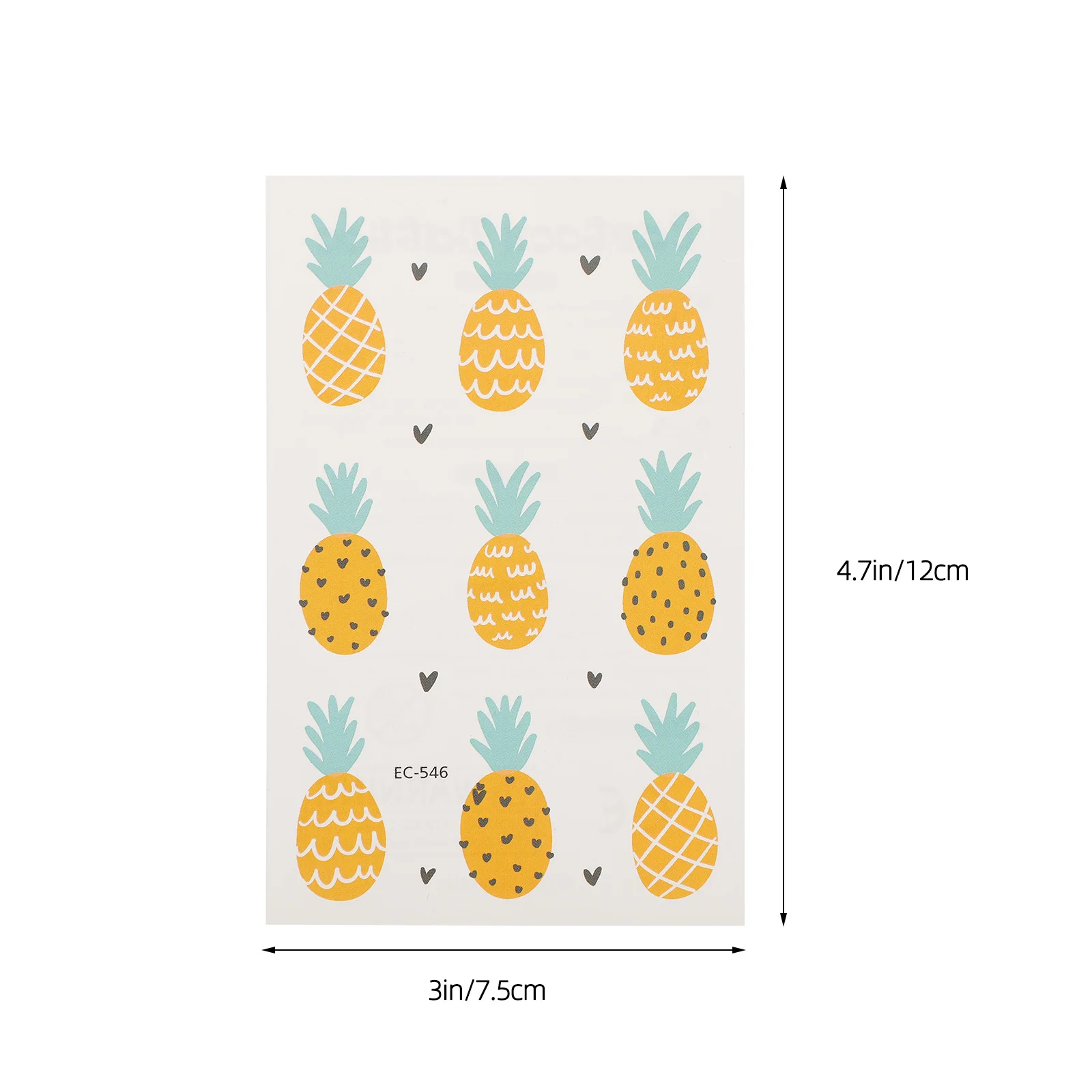 10Pcs 방수 바디 문신 만화 파인애플 스티커 사랑스러운 에코 임시 스티커 어린이를위한 재미있는 장식