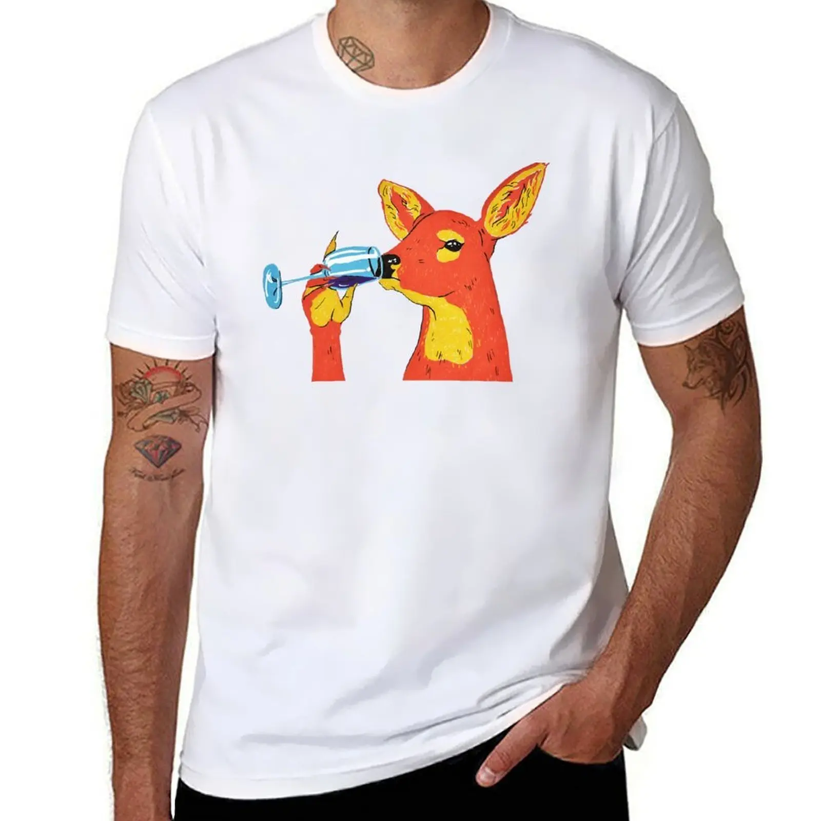 

Wine Deer T-Shirt t shirt men 100% cotton luxury brand t shirts for man graphic tees T-Shirt
