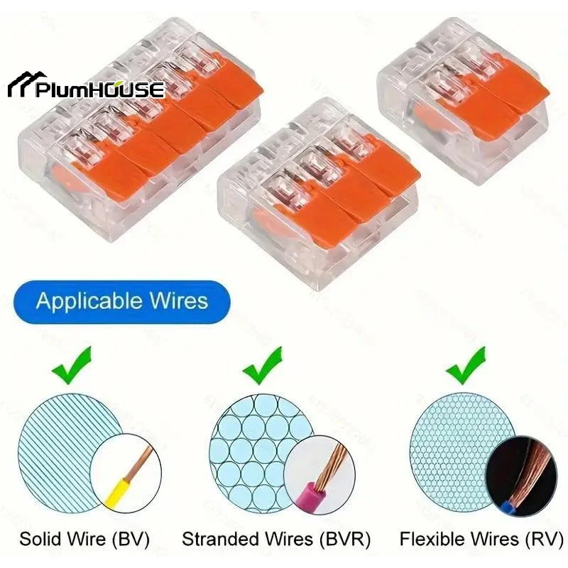 10/75Pcs Electrical Lever Wire Connector 2/3/4/5 Port Quick Wiring Terminal Compact Cable Splicing Connector DIY Kit