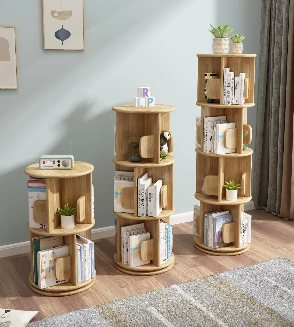 Timber Rubberwood Bookcase Bookshelves 130cm Natural