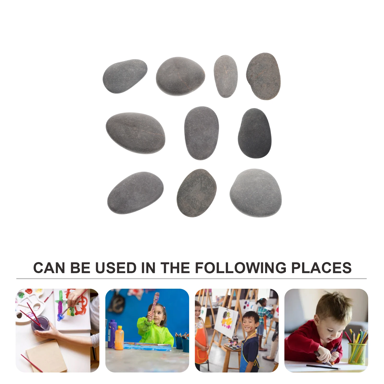 

10pcs Black 5 7cm Painting Stones Smooth Polished Craft Rocks for Kids DIY Creative Drawing Toys Supplies