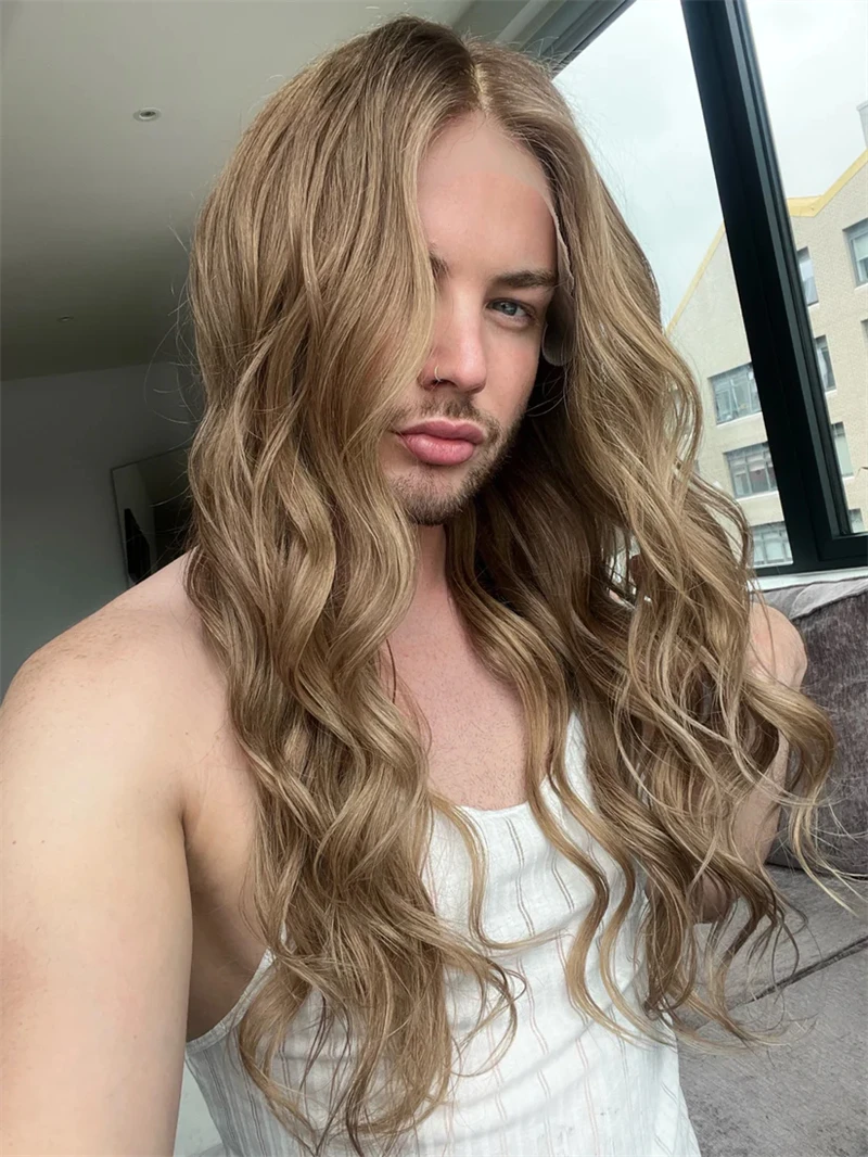 أومبير الشوكولاته البني تسليط الضوء على الدانتيل الباروكة الأمامية 13x4 شعر مستعار عصري طبيعي قبل قطعها شعري تسليط الضوء على شعر مستعار طويل الجسم موجة الطرف #4