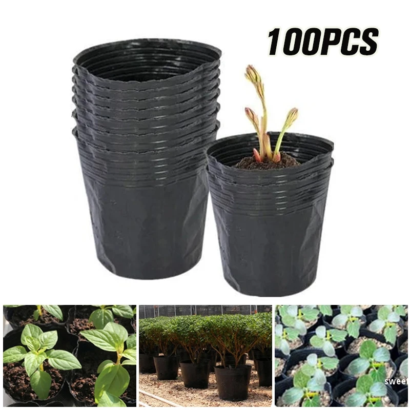 100PCS Plastic Seedling Cup Thickened Nursery Pots Flower Pots for Vegetable Growing Seedling Cultivation Plant Bags Wholesale