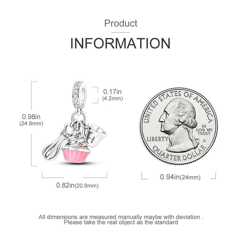 قلادة خبز الكيك من الفضة عيار 925، مناسبة لتصميم شخصي لسلاسل المجوهرات، كهدية للنساء #4