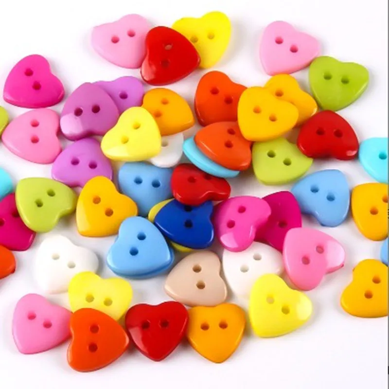 100 pz 2 fori bottoni a cuore decorazione Color caramella cucito mestiere Flatback cucito Scrapbooking bottone fai da te