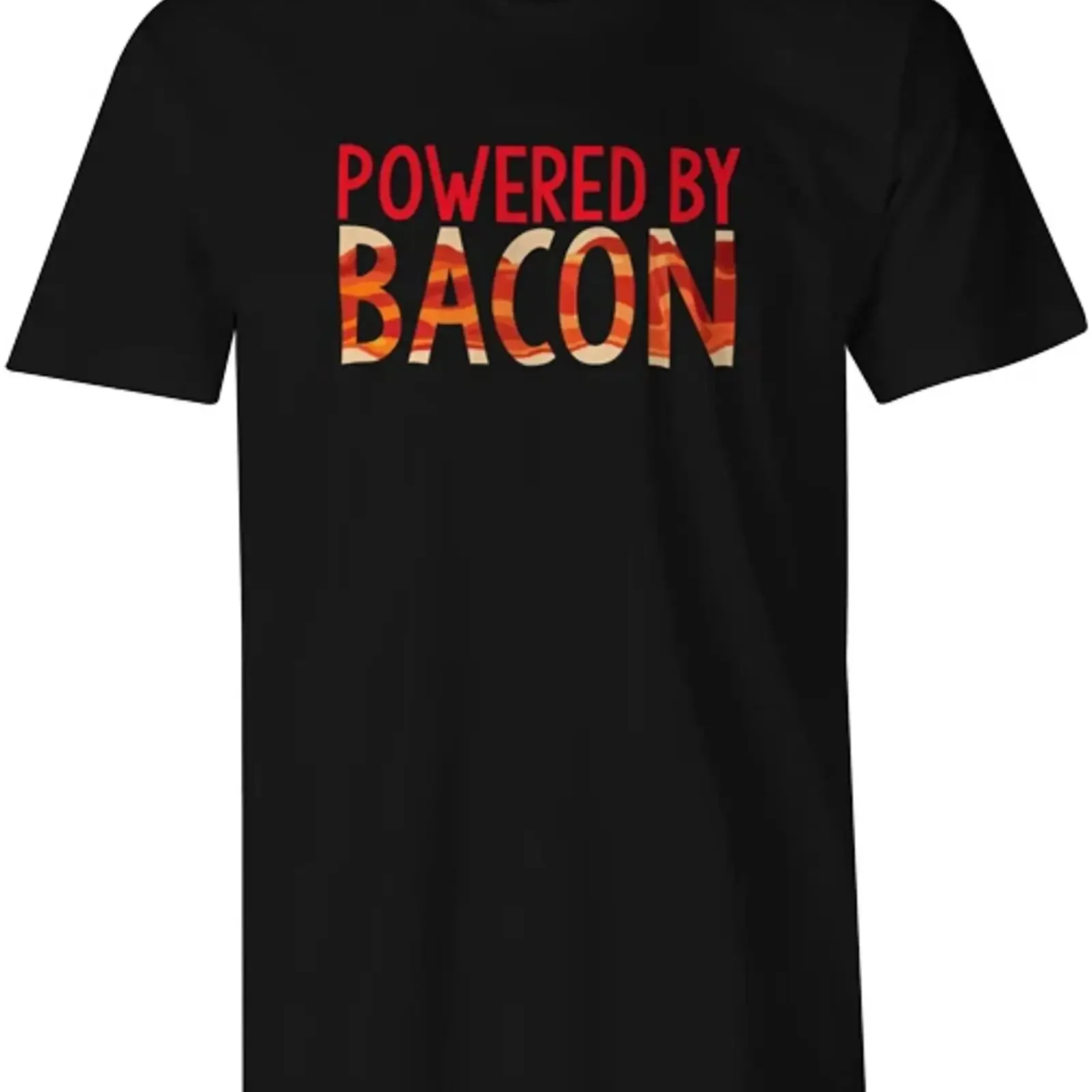 T Shirt Powered by Bacon lustig Essen Zitat Mode Top vintage Washed Versatile Unisex Soft graphic Stylish streetwear Casual