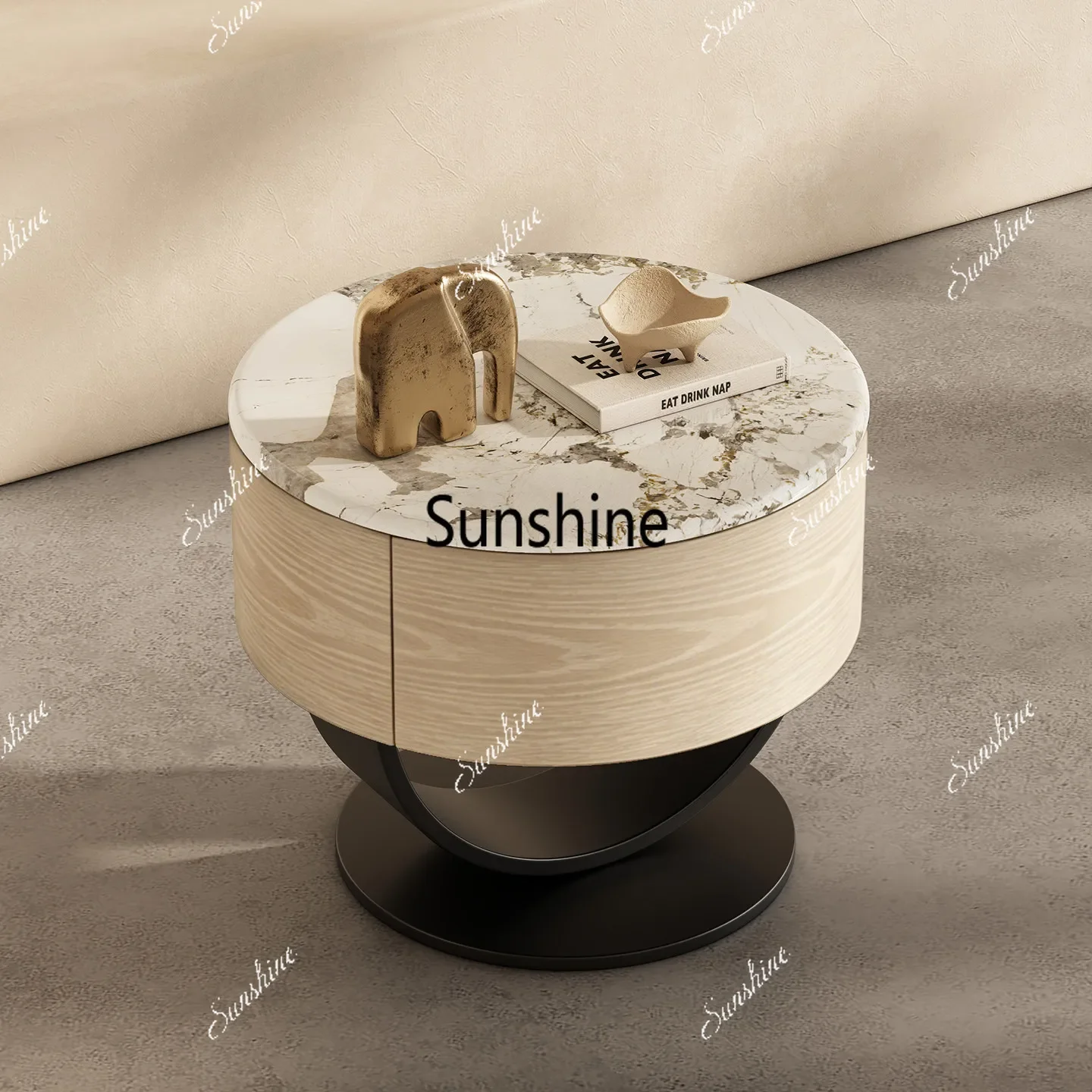 Round Style Premium Bedside Table Space Saving Modern Display Nightstand Quality Delicacy Mesitas De Noche Bedroom Furniture T*