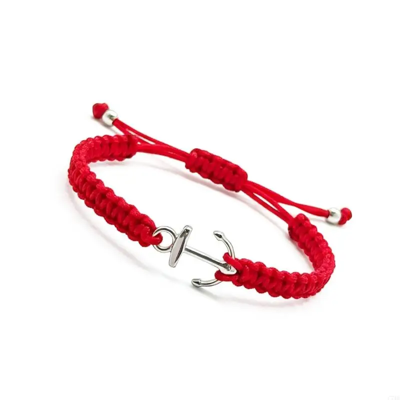 Adjustable Anchors Pendant Bracelet Featuring Stainless Steel Charm and Handcrafted Rope Design for Unisex Fashion Accessory