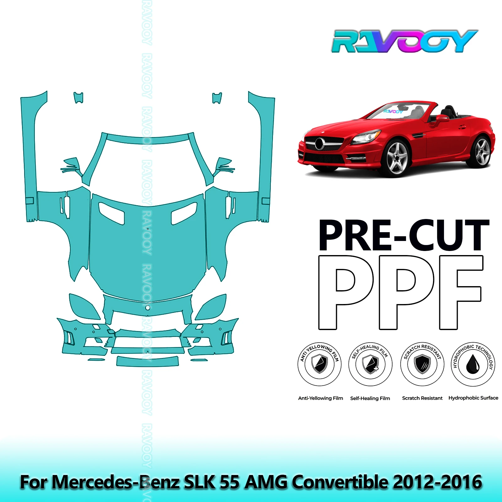 

Front Kit+Rockers Clear Bra Precut PPF Paint Protection Film For Mercedes-Benz SLK 55 AMG Convertible 2012-2016