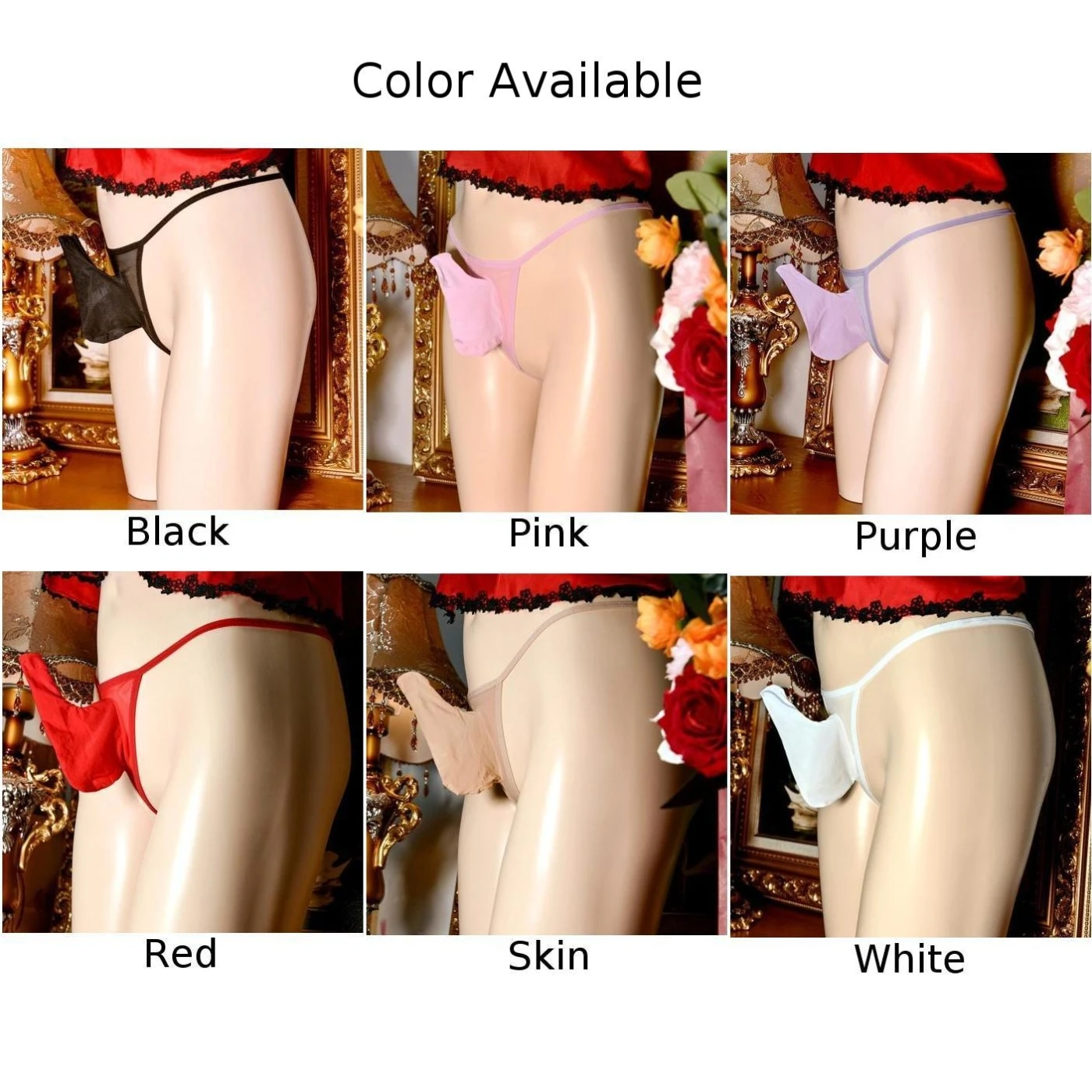 Hot Sissy Panties Thong Men Sexy See Through Oil T-Back Briefs Low-Rise Underwear Sheath JJ Open/ Close Men\'s Erotic Lingerie