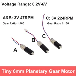 DC 1.5V 3V 3.7V 5V 47RPM/224RPM Mini 6mm Planetary Gearbox Gear Reducer Motor Reduction Micro Coreless Motor DIY Smart Car Robot