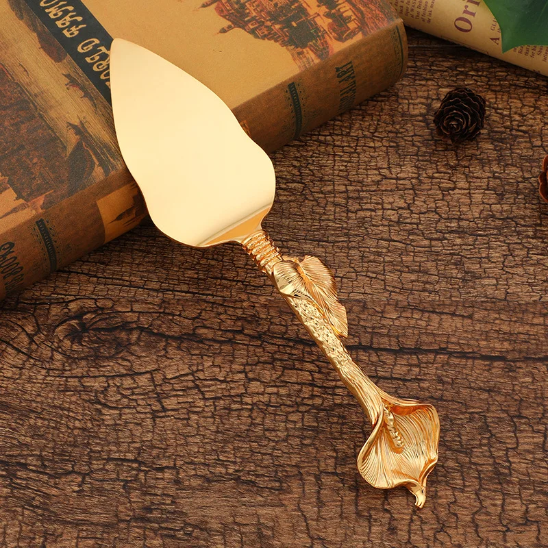 European retro-style zinc alloy exquisite morning glory handle Western tableware home cake pizza knife shovel combination