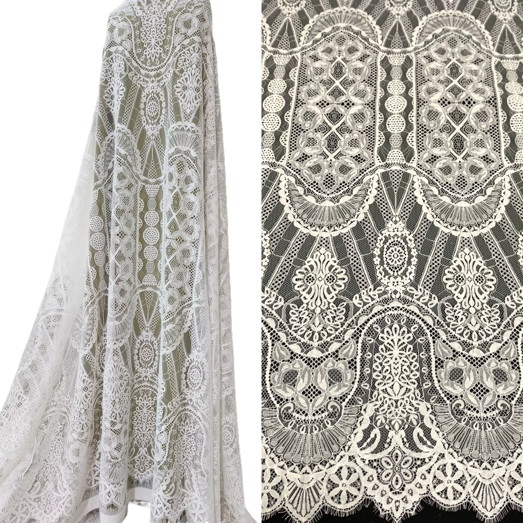 

150CM Wide Super Luxury Eyelash Cord French Lace Fabric Wedding Gowns Material Nice 3 Meters per Piece