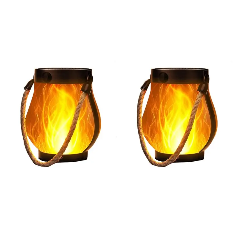 KYCOR-2X Outdoor Lanterns Flickering Flame Garden Lights With Dual Charging USB & Solar Outdoor Waterproof Hanging Lantern