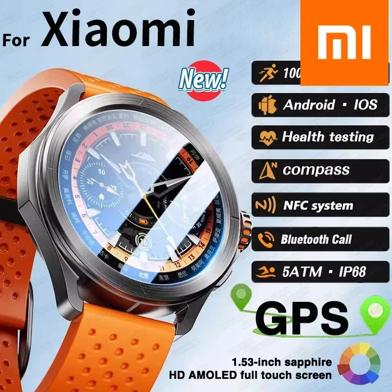 

XIAOMI For S4 Ultra GPS Sport Smart Watch Men Bracelet AMOLED HD Screen Bluetooth Call NFC Heart Rate 5ATM Waterproof SmartWatch