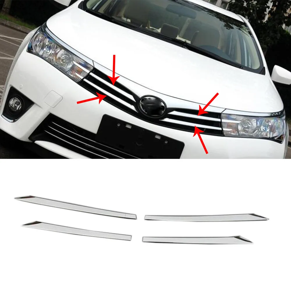 For Toyota Corolla Altis 2014 2015 2016 Car Body Styling Cover Detector ABS Chrome Trim Front Up Grid Grill Grille Hoods Eyebrow