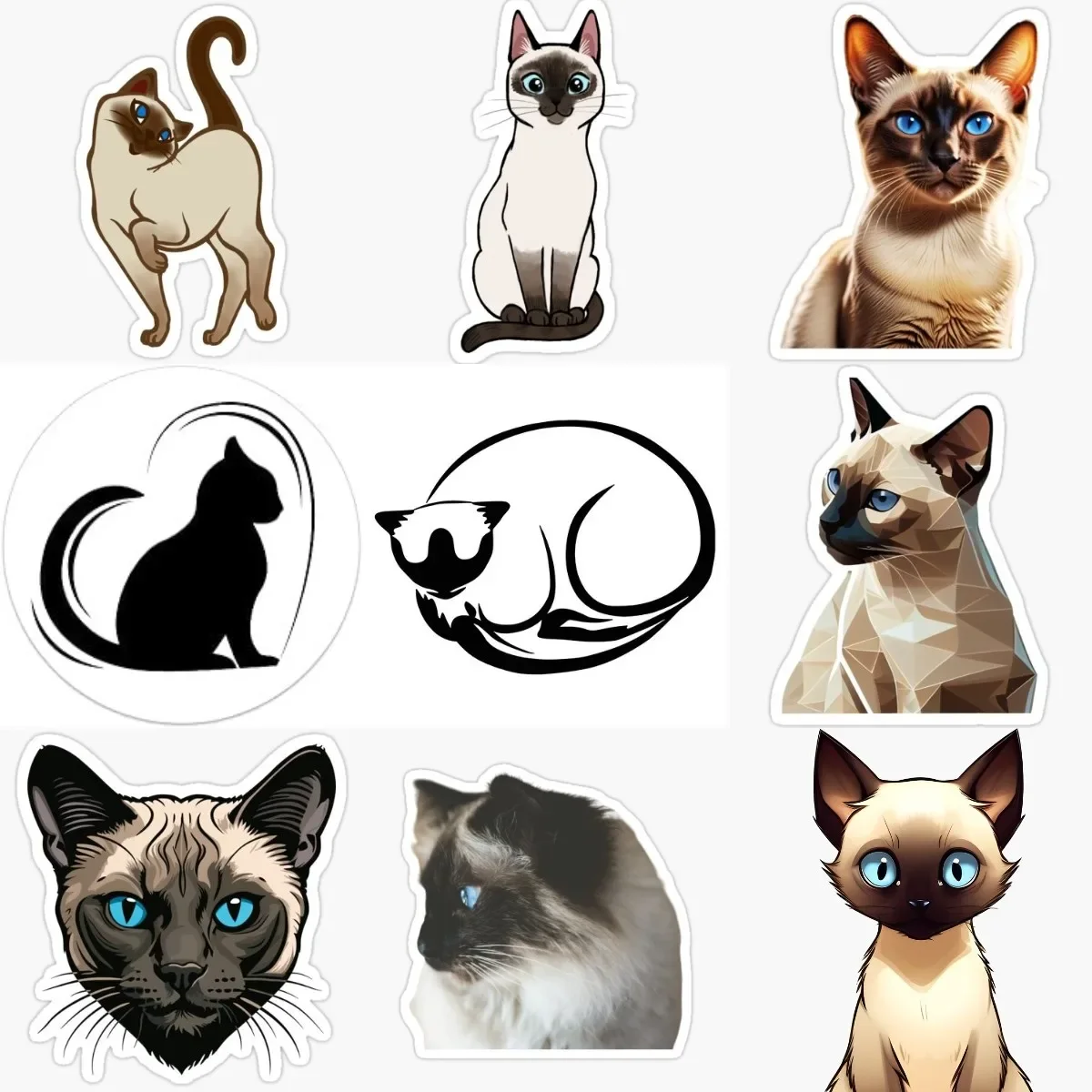 

Creative Siamese Cat Cute Pets PVC Sticker for Wall Car Truck Bicycle Window Motorcycle Fridge Decal Accessories