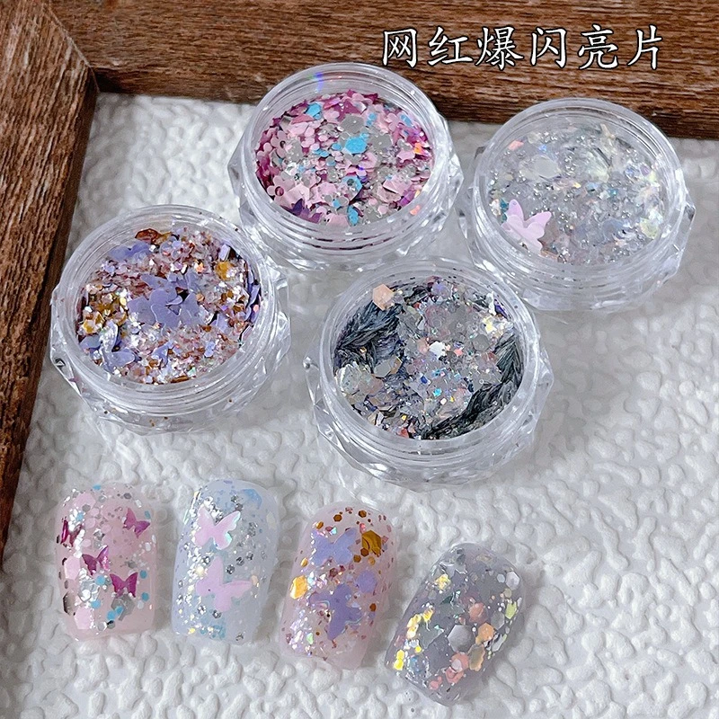 Star Sequin Nail Glitter Mixed Five Pointed Star Colorful Laser Sparkling DIY Nail Charm Manicure Decoration Accessories