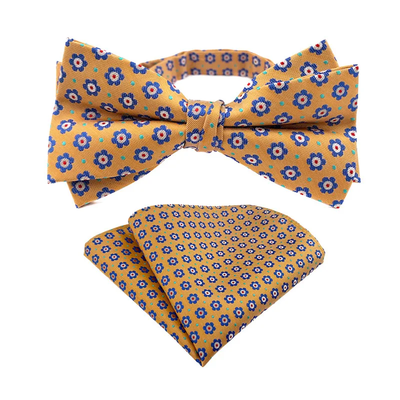 2 sztuk moda klasyczne paski poliester 12*6CM Bowtie 25*25CM kieszonkowy plac dla człowieka akcesoria biznesowe krawat chusteczka zestaw