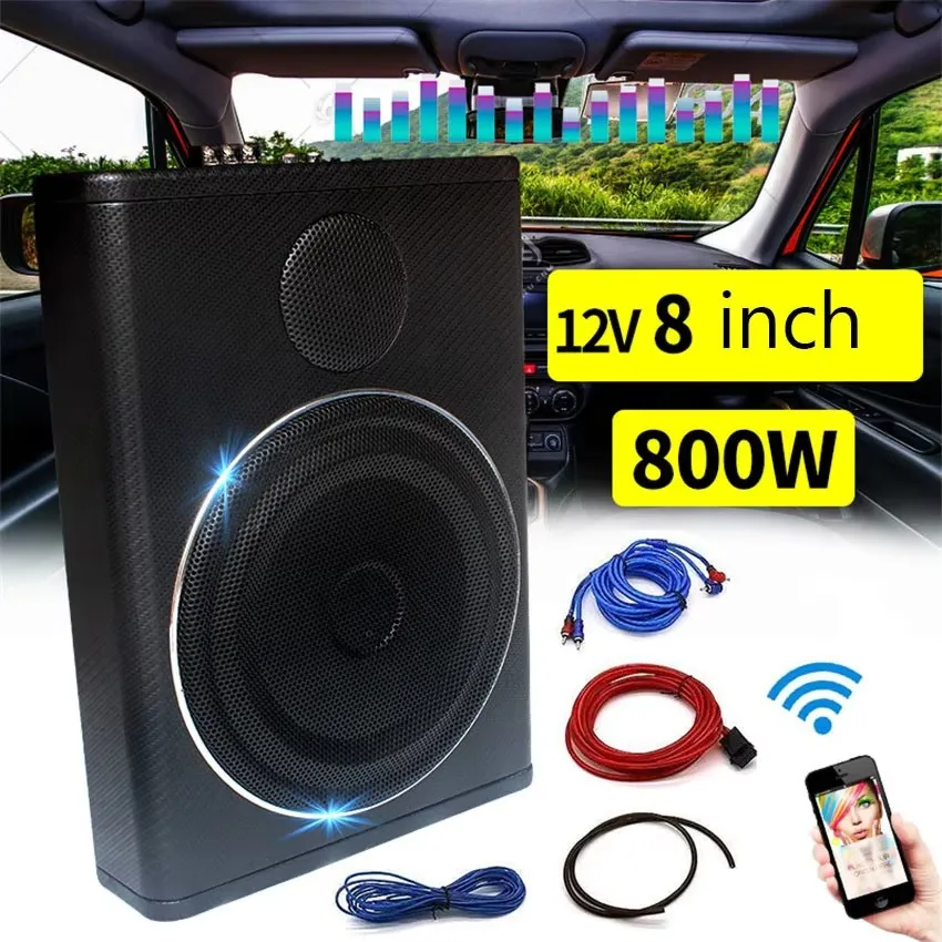 8-calowy aktywny subwoofer samochodowy modyfikacja samochodowego sprzętu audio ultracienki subwoofer siedziska z Bluetooth siedzenie samochodowe zmodyfikowany głośnik 12V