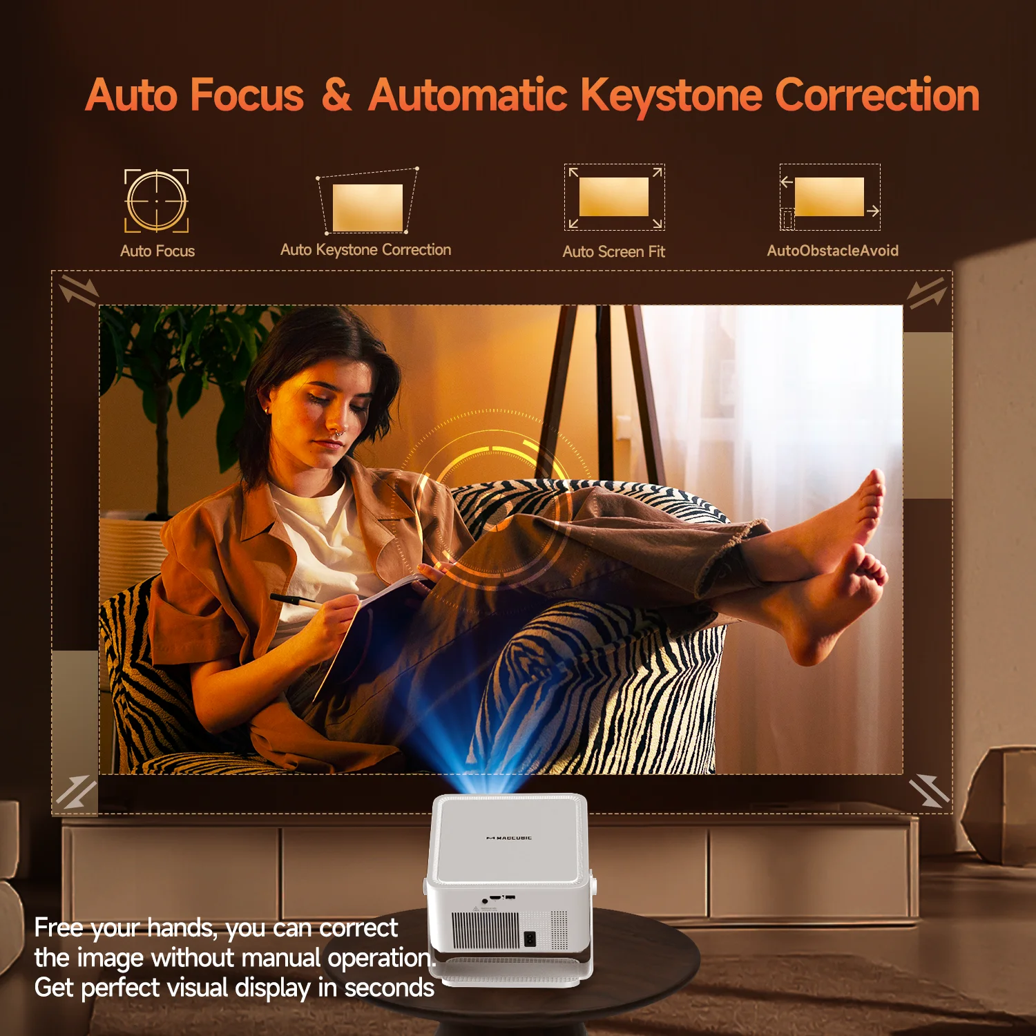 Magcubic HY450MAX 1100 ANSI Lumens Projector 1080P Wifi6 Beam 8K Native Android 14 Portable Projectors Movie Auto Focus