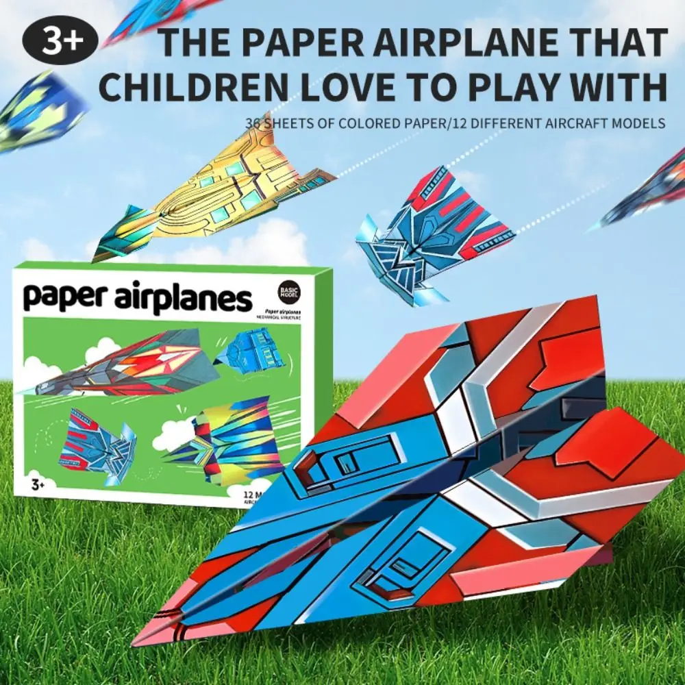 Papier handgemachte Flugzeug Origami Kunst Lernen Folding Flugzeug Origami Set 3D Montessori vielseitige Papier Flugzeug Spielzeug