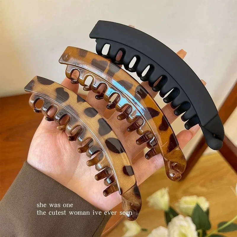 Artiglio per capelli a banana con stampa leopardata vintage per donna Porta coda di cavallo alto Fermaglio per capelli Clip per artiglio Accessori per capelli moda ragazza