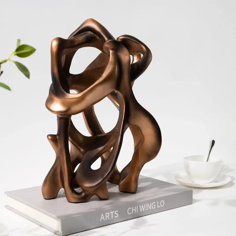 Resin Luxury Hollow Figurines Heteromorphosis Tree Root Abstract Sculpture Figurines Modern Artistic Desktop Decoration Crafts