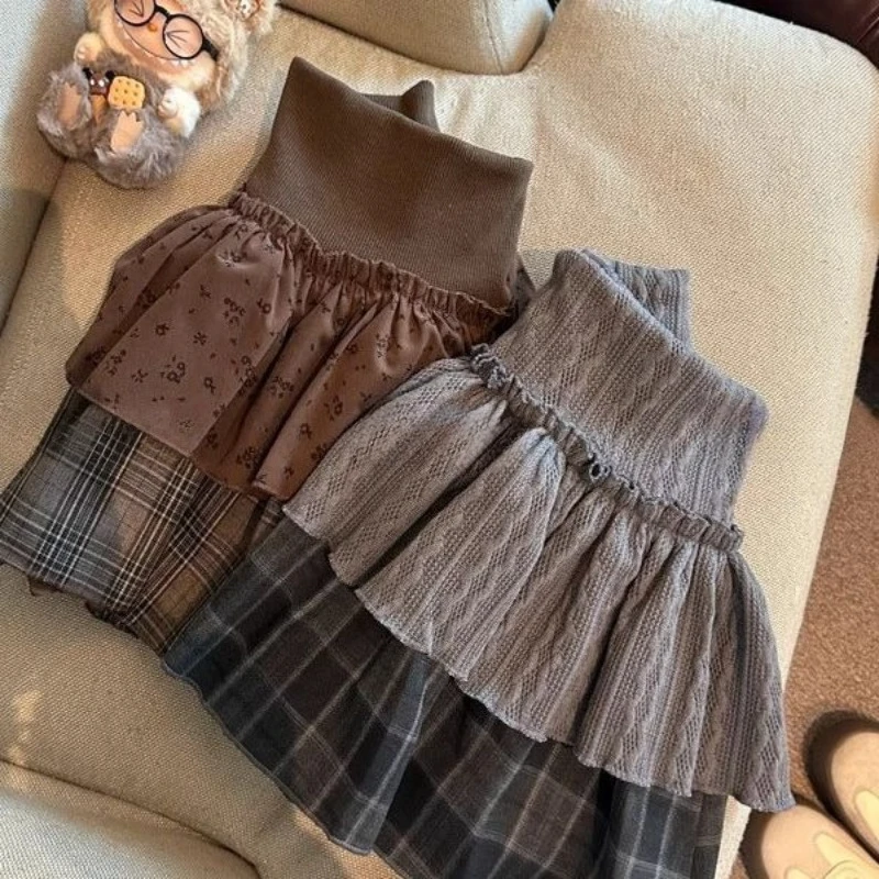 Deeptown Vintage Plaid Skirt Women Harajuku Japanese Sweet Preppy Style Mini Skirt Autumn Winter Patchwork Ruffle Short Skirts:Deeptown Vintage Plaid Skirt Women Harajuku Japanese Sweet Preppy Style Mini Skirt Autumn Winter Patchwork Ruffle Short Skirts: Spódnica w kratę Deeptown Vintage, styl Harajuku, japoński słodki styl preppy, mini spódniczka, jesień-zima, patchwork, falbanki, krótkie spódnice