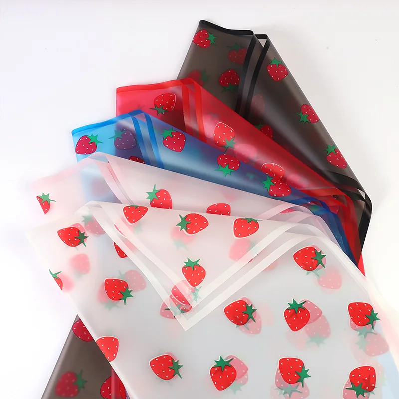 

20Pcs Strawberry Pattern Bouquet Packaging Paper Matte Waterproof Translucent Flower Wrapping Paper Diy Valentine's Day Gift New