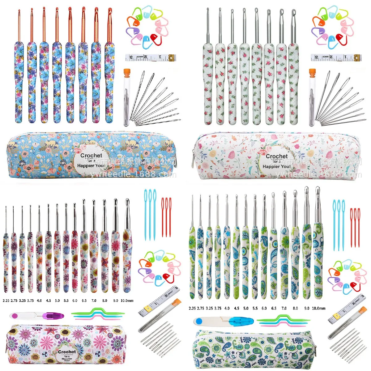 Soft Handle Crochet Hook Set Wool Yarn Compilation Tools Sweater NeedleWith Bag Ergonomic Knitting Crochet Set