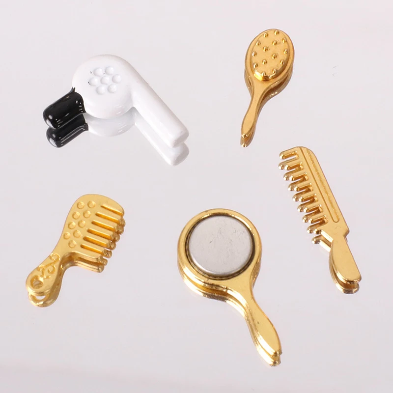 Dollhouse Simulation Miniature Hair Comb Mirror Hair Dryer Model Scene Decoration