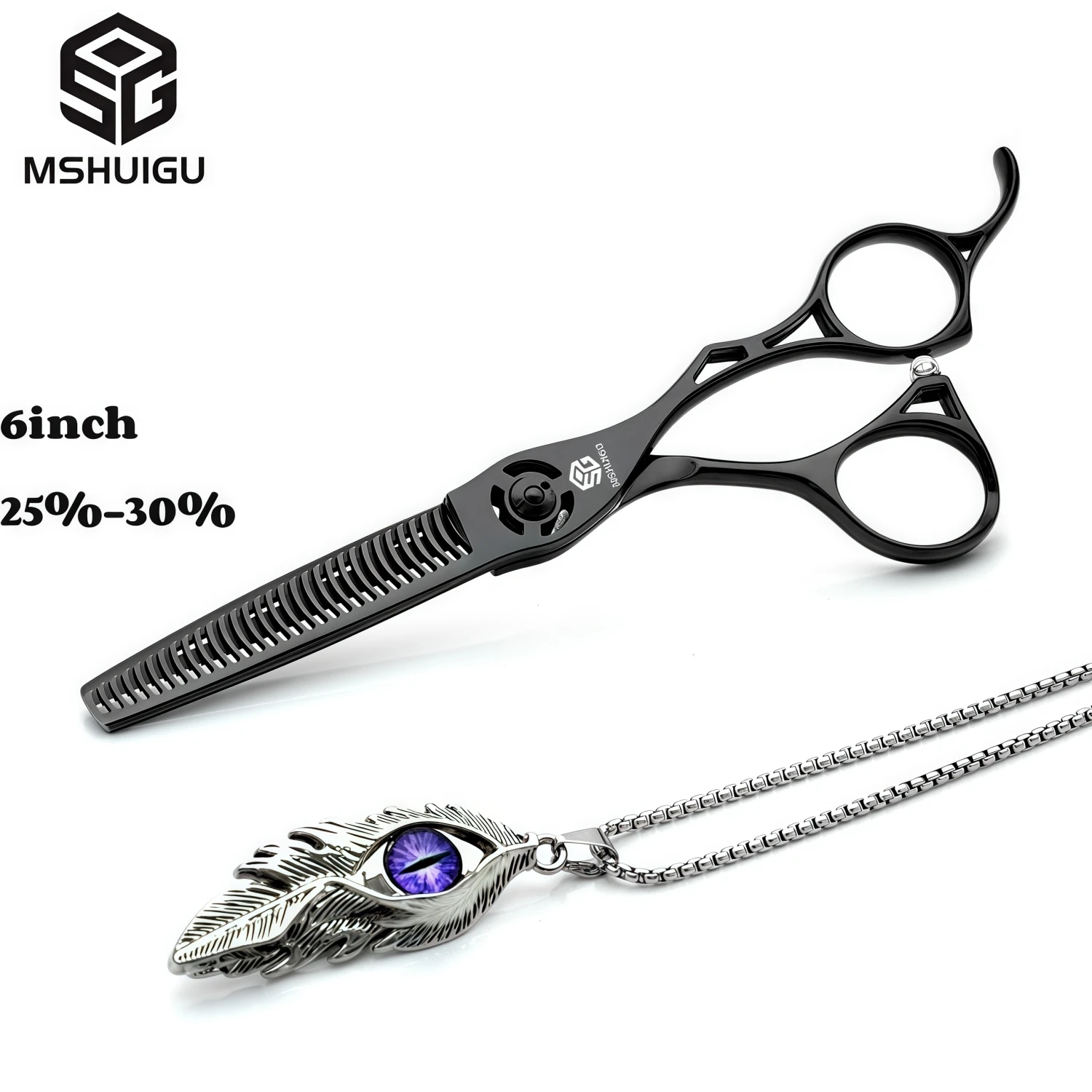 Professionelles Haarschere-Set aus 440C Edelstahl, 6, 6,5, 7 Zoll Schneidescheren, 6/6,5 Zoll 25-30% Effilierschere für Friseursalon – Detail 5
