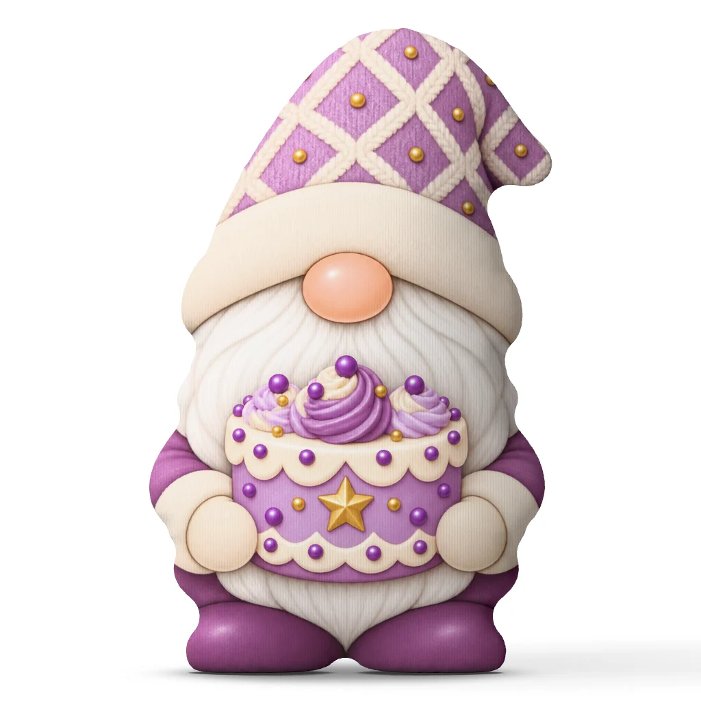 Christmas Gnome Lavender Cupcake Plush Pillow Purple Tomte Stuffed Cushion Holiday Baking Throw Pillow Sofa Home Decor Gift