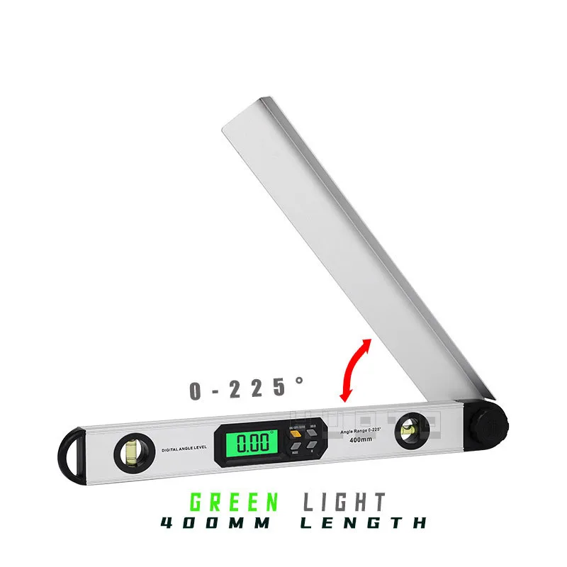 

Цифровой транспортир с измерительной линейкой 0-225 °, цифровой алюминиевый угломер, горизонтальный и вертикальный пузырьковый уровень, инструмент