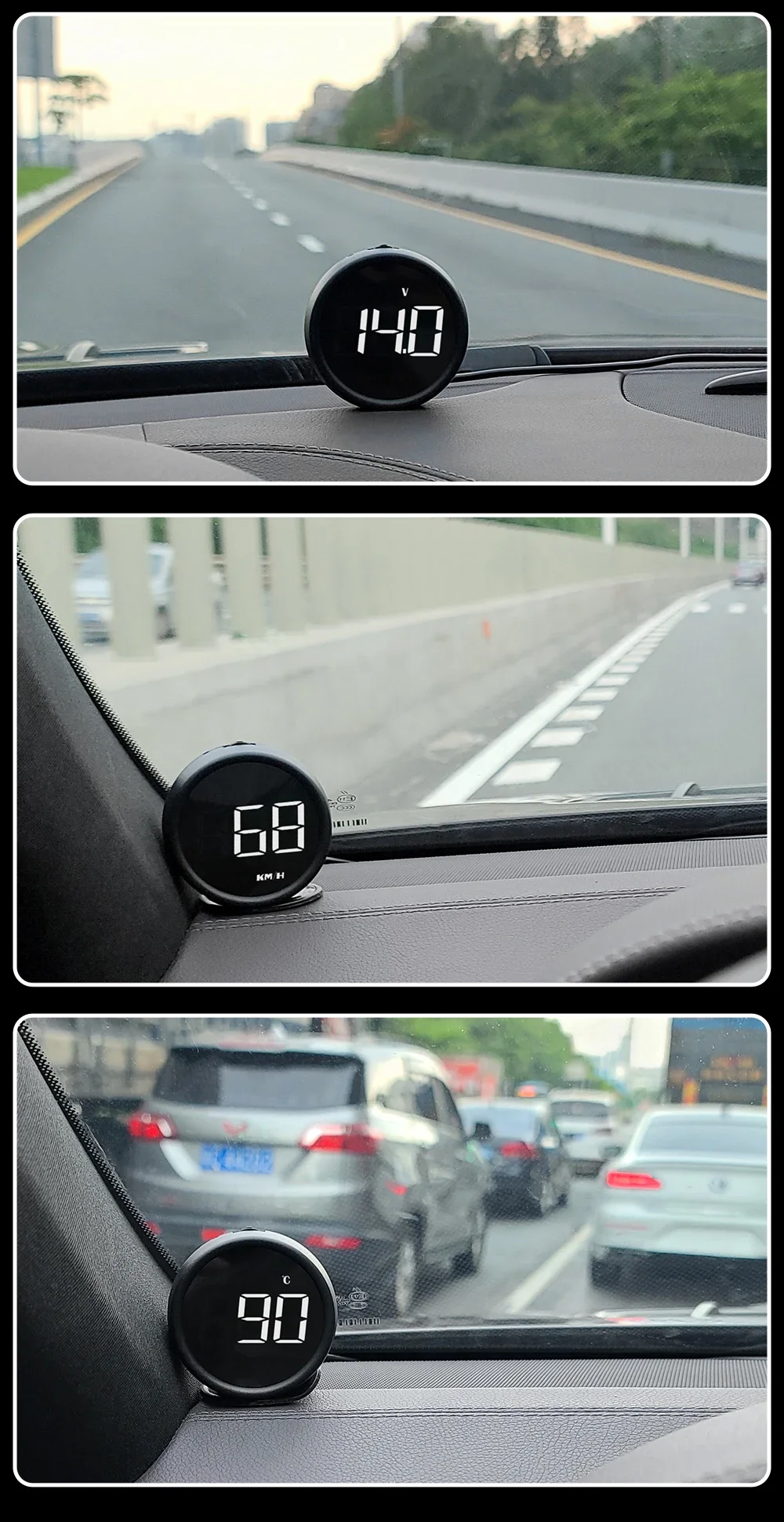 Auto-Tachometer B1 OBD2 Bordcomputer HUD OBD II Digitales Head-Up-Display mit Alarm KMH Elektronikzubehör – Detail 16