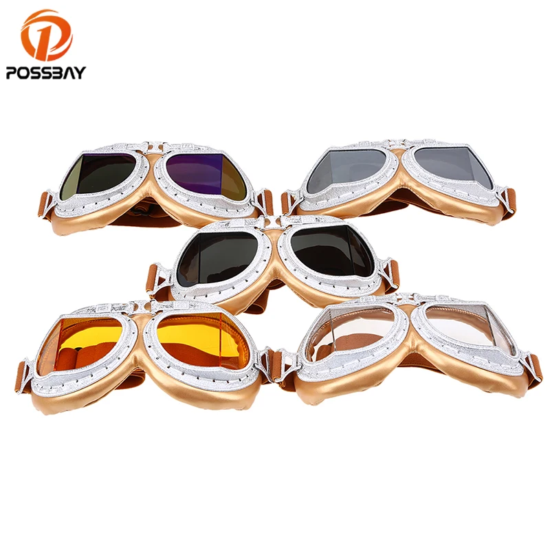 

Retro Motorcycle Glasses Anti-UV Sunglasses Outdoor Scooter Dirt Bike Snowboard Ski Goggles Steampunk Motorcross For Men