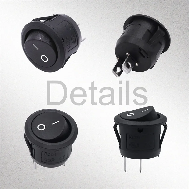 5/10Pcs Rocker Switch ON/Off SPST 2Pin Latching Toggle Switch Snap Boat Car Round Switches Pre-Wired 6A/250V 10A/125V AC