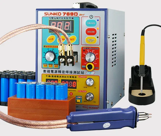 مجموعة أدوات تجميع البطارية الاحترافية من SUNKKO 769D لحام + 3 أقلام + 150-450 ℃   سبيكة لحام