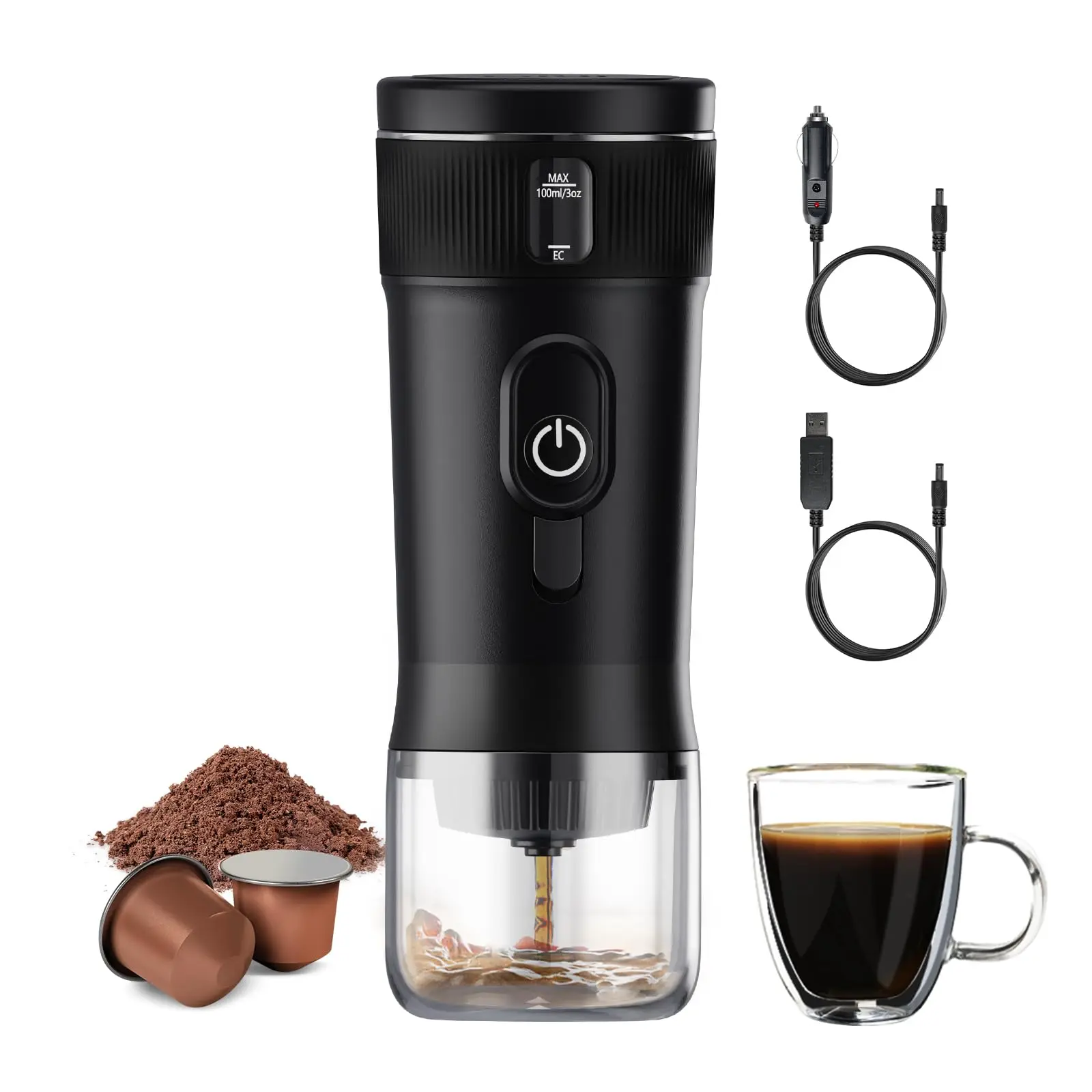 

Car Coffee Espresso Machine Portable Coffee Maker 12V Nespresso Capsules Ground Automatic Electric Travel Camping Coffee Brewer