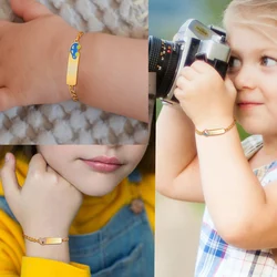 Engraving Personalized Name Bracelet for Girl Boy, Adjustable Chain Stainless Steel Birthday Gift Not Allergenic Nickel-free
