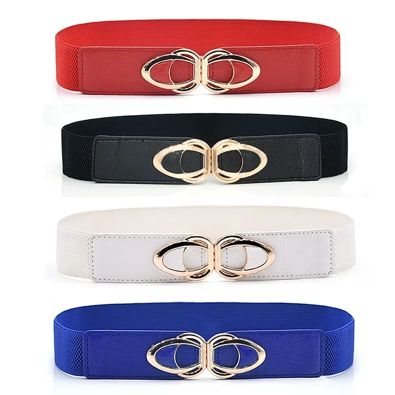 

Women's Belt Elastic Stretch Fashion Waist Cinch Band 4.0CM Wide with Clasp Alloy Buckle