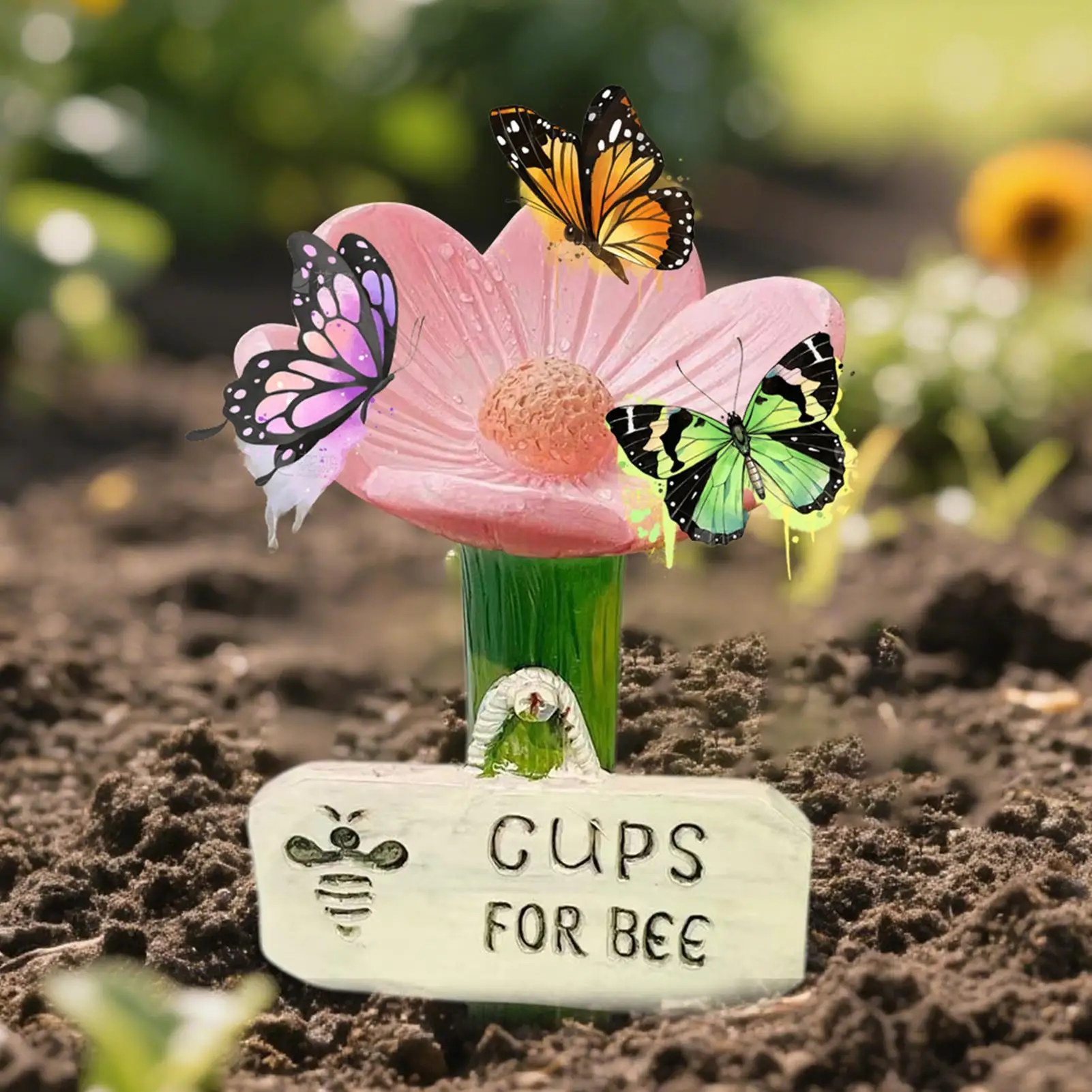 Insekten-Tränkebecher, faszinierende Tränkebecher, Bienen-Trinkbecher für wilde Bestäuber, blumenförmige Garten-Dekorationen für den Außenbereich