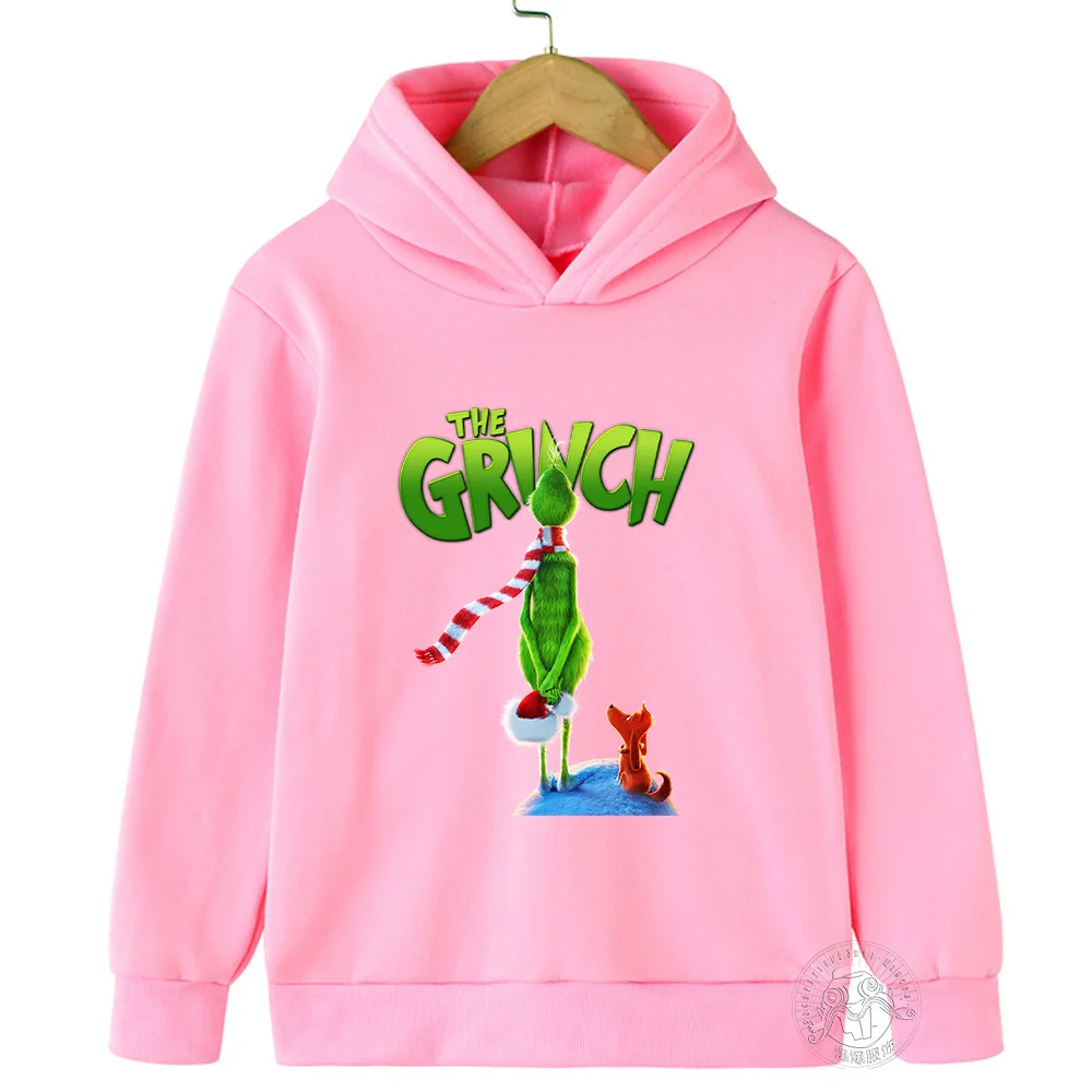 Disney Grinch printed children\'s clothing 3-14 years old boys and girls clothing street casual outdoor sports warm sweatshirt