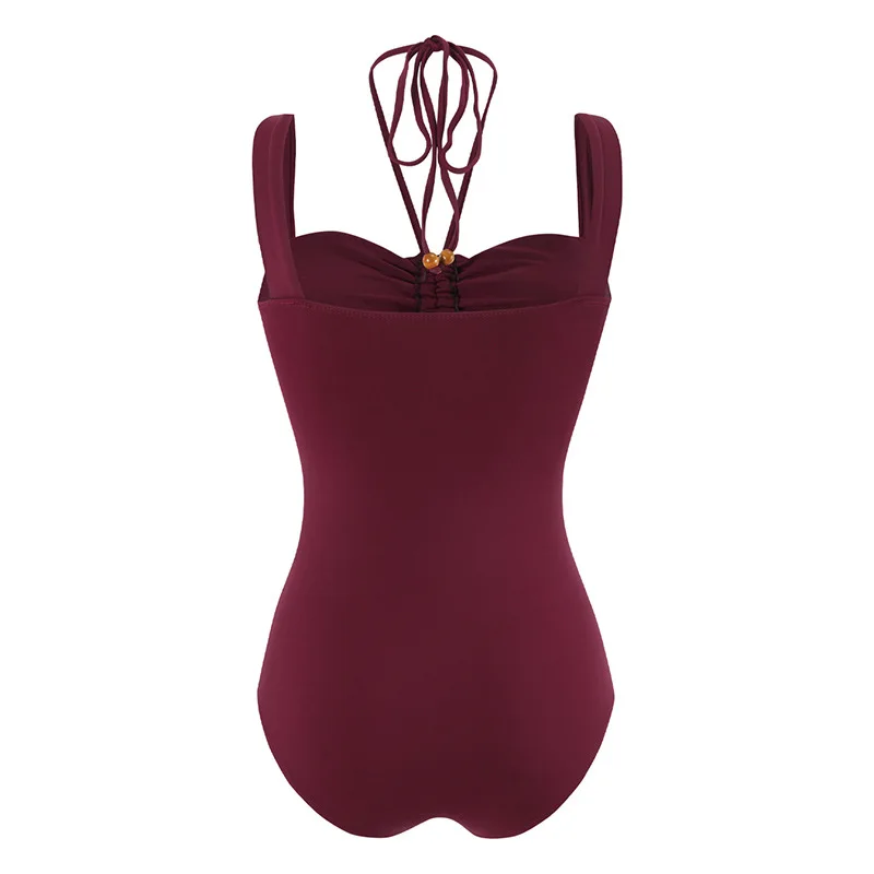 One-piece Women Swimwear Strap Decoration Hollow Hanging Neck Swimsuit Bikini Set Beach Vacation Style Wear Maxi Dress Skirt