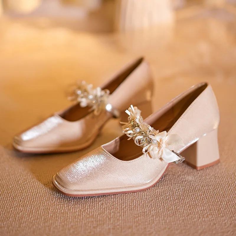 

Bloomsteps, новинка 2026, сладкий ветер, цветочное слово, удобные туфли Мэри Джейн, женские туфли на толстом каблуке