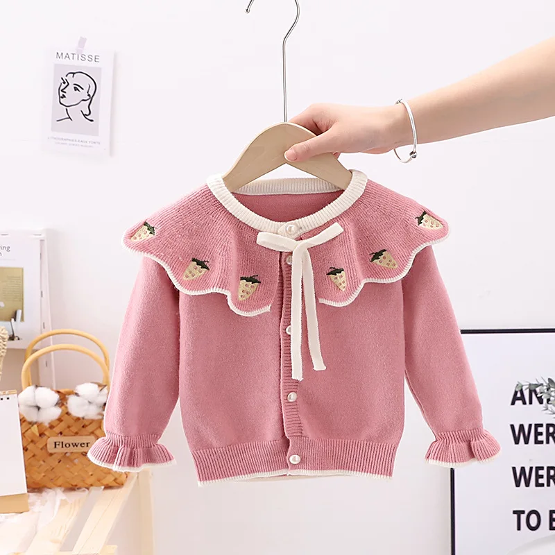 1-8 year old girl\'s coat Autumn Korean children\'s wear baby knitted Princess child child foreign style sweater cardigan